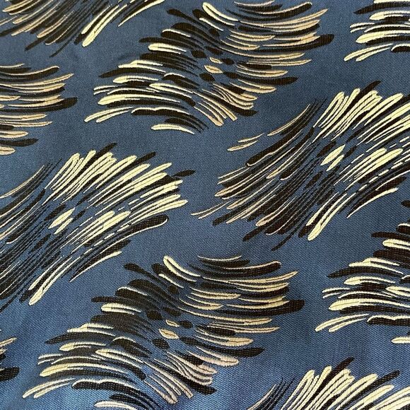 Ann Taylor Dead stock Blue Jacquard Satin Belted Sleeveless 50’s Style Cocktail - Picture 4 of 9